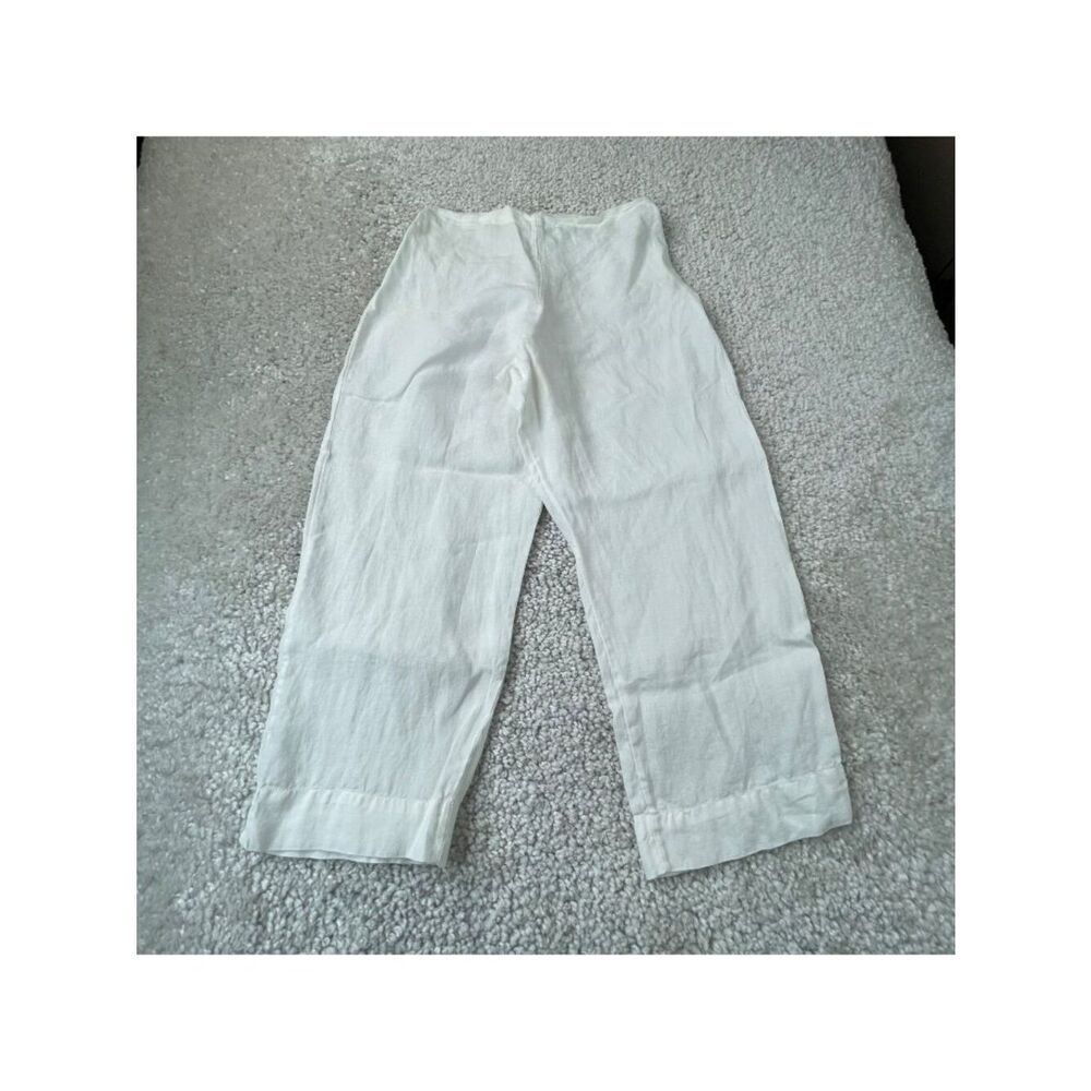 Bryn Walker Linen Capri Cropped Pant White Womens Small